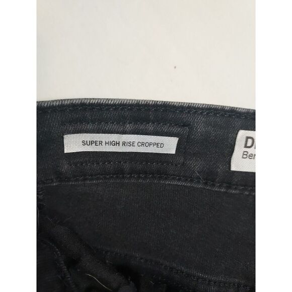 Bershka Women's 00 Super High Rise Cropped Raw Hem Black Denim Jeans - Picture 5 of 9